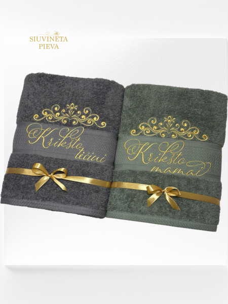 Siuvinėti rankšluosčiai Krikštatėviams