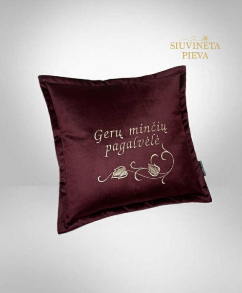 Siuvinėta "Gerų minčių" pagalvėlė