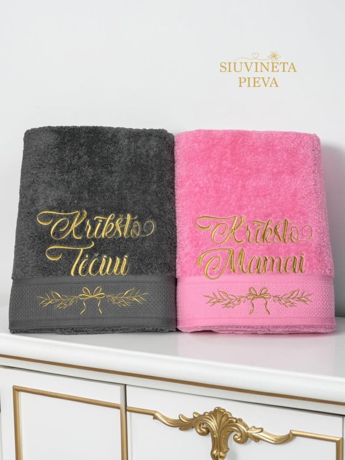 Siuvinėti rankšluosčiai krikštatėviams Siuvinėti rankšluosčiai krikštatėviams