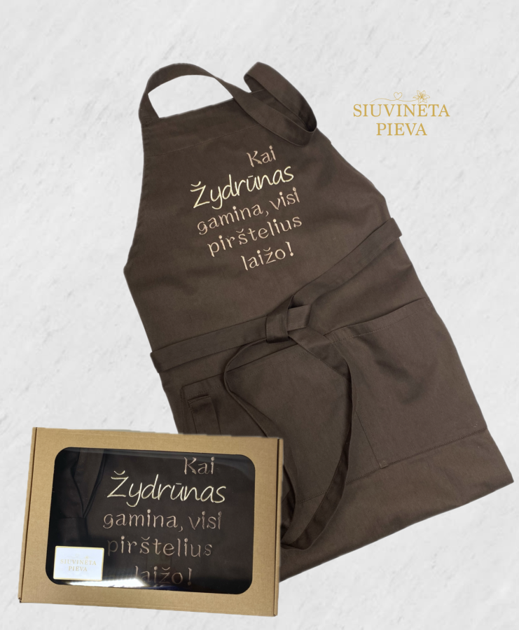 Prijuostė su tekstu